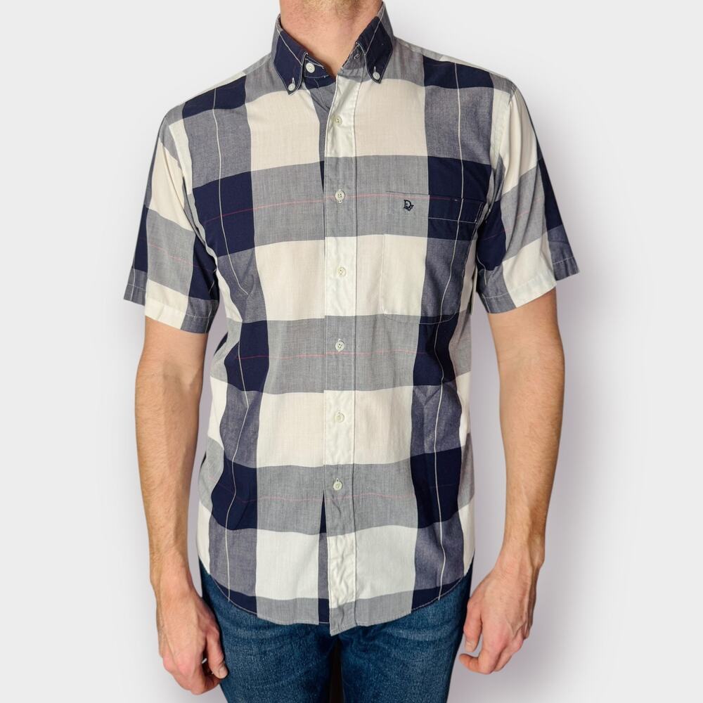 90s Christian Dior Navy‎ Checkered Shirt